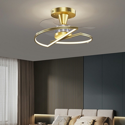Gold Modern Flush Ceiling Fan Light Led Flushmount Ceiling Lamp for Bedroom