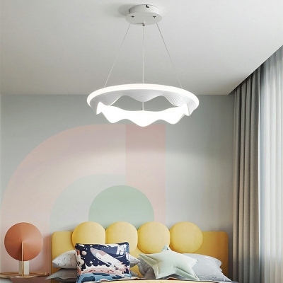 1-Light Hanging Light Fixtures Minimalism Style Ring Shape Metal Chandelier Lights