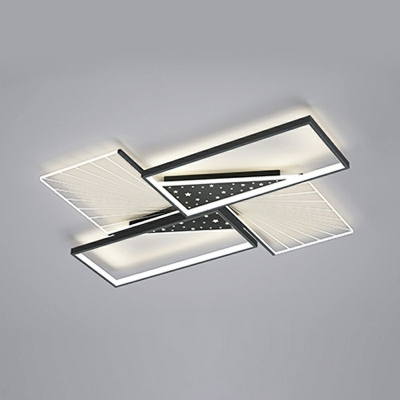 2-Light Ceiling Mount Chandelier Contemporary Style Geometric Shape Metal Flush Light Fixtures