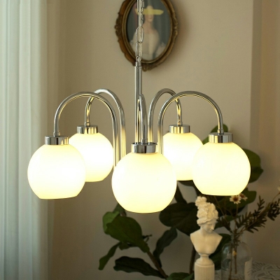 3-Light Hanging Light Fixtures Minimalism Style Globe Shape Metal Chandelier Lights