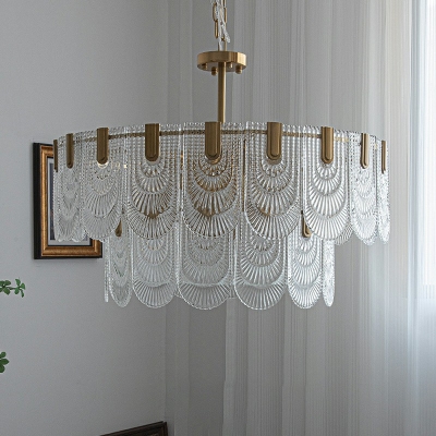 9-Light Hanging Light Fixtures Minimalism Style Geometric Shape Metal Chandelier Lights