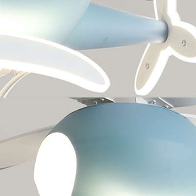 Airplane Shape Fan Lighting LED Children's Bedroom Modern Flush Mount Ceiling Fan