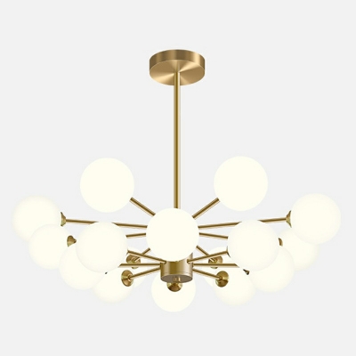 Brass Molecular Chandelier Lighting Modern 6/8/12 Bulbs White Glass Hanging Pendant Light for Living Room