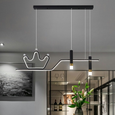 Crown-Shape Island Light 4-Light LED with Acrylic Shade Modern Chandeliers for Dining Room