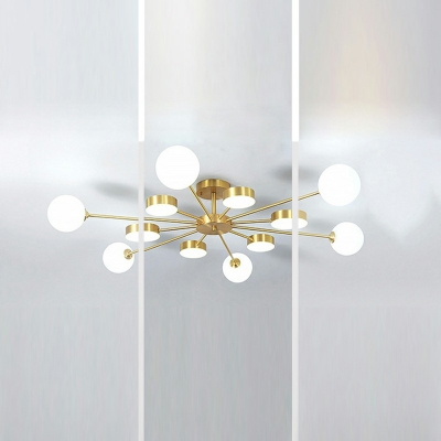 Modern Semi Flush Ceiling Lights Metal Living Room Flush Chandelier in Brass