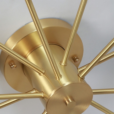 Modern Semi Flush Mount with Globe Glass Shade Sputnik Brass Flush Ceiling Light