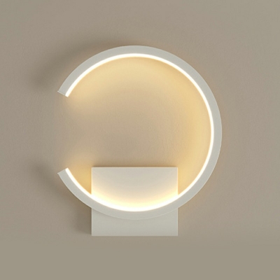 Modern Style Hoop Sconce Light Fixtures Metal 1-Light Wall Mounted Reading Lights in White