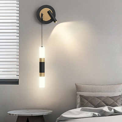 Modern Style Pipe Wall Mounted Lighting Metal 1-Light Sconce Light Fixture in Black