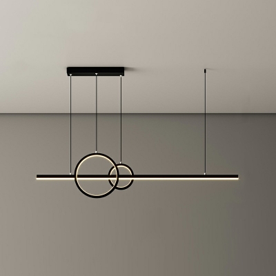Ring and Linear Shape Island Lights LED with Silica Gel Shade Modern Chandeliers for Dining Room