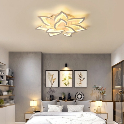 White Flower-Shape Flush Ceiling Light Fixtures LED Modern Flush Mount Light Fixtures