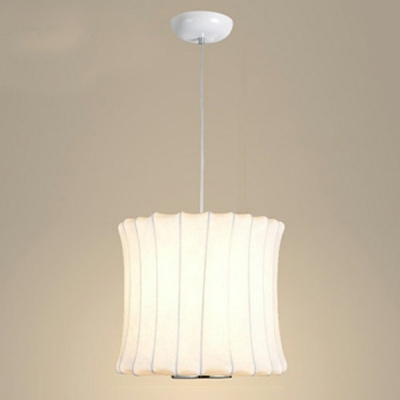 1 Head White Silk Fabric Art Deco Ceiling Pendant Lamp Contemporary Multiple-sized  Suspended Light