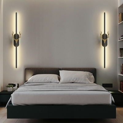 Antlers Wall Sconce Lighting Black-Gold Linear Shape LED Wall Mounted Lighting for Bedroom