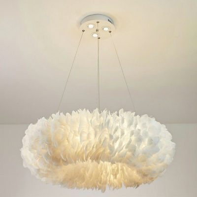 Contemporary E27 Chandelier Lights Feather Chandelier for Living Room