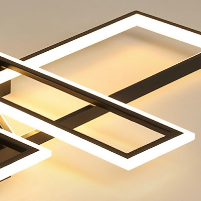 Contemporary Rectangle Flush Mount Light Fixtures 4 Lights Aluminium Led Flush Light for Bedroom