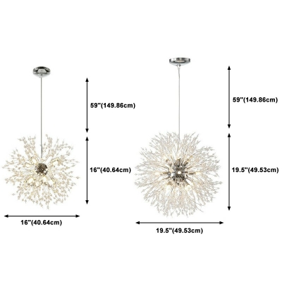 Crysatl Globe Pendant Lighting Fixtures Modern Elegant Suspension Light for Bedroom