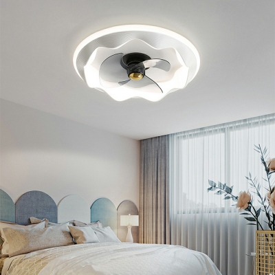 Flush Ceiling Fan Light Kid's Room Style Plastic Flush Fan Light for Living Room