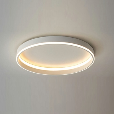 Modern Minimalist Round Ceiling Lamp LED Metal Flushmount Light in White and Black