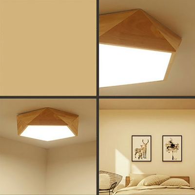 Modern Wood Led Ceiling Light Fixture Living Room Flush Mount Light