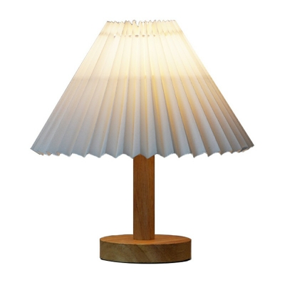 1-Light Table Lamp Contemporary Style Cone Shape Wood Nights Stand Lamp