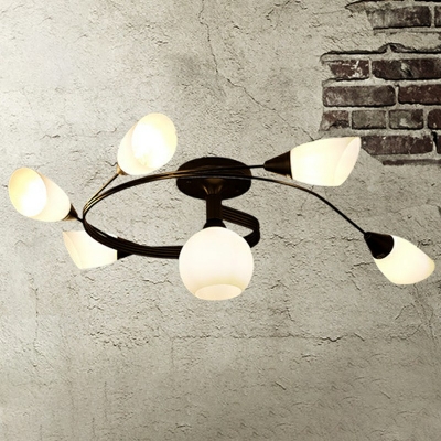 Contemporary Style Ceiling Light Glass Shade Ceiling Fixture for Living Room