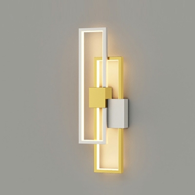 Gold Rectangle Shade Sconce Light Fixture Modern Style Metal 2 Lights Wall Sconce