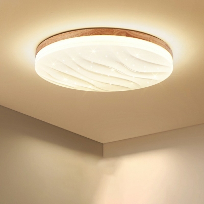 Modern Minimalist Acrylic Ceiling Light Wooden Nordic Style  Flushmount Light