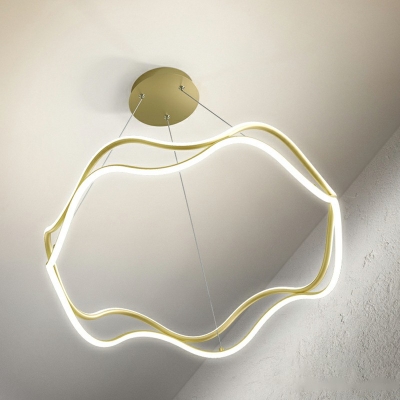 Modern Style Chandelier Lamp Gold Metal Wave Chandelier Light