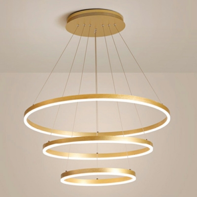 Modern Style Circular Ring Chandelier Light Metal 5-Lights Chandelier Lighting Fixtures in Gold