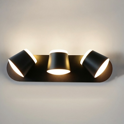 Modern Style Flared Wall Light Fixture Metal 2-Lights Wall Sconces in Black