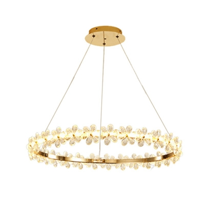 Modern Style Gold Chandelier Lamp Crystal Ring Chandelier Light
