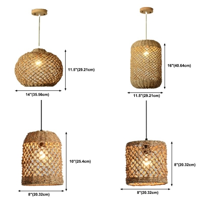 Rattan Fiber Modern Asian Pendant Ceiling Lights Minimalism Down Lighting for Living Room