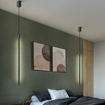 1-Light Suspension Pendant Contemporary Style Linear Shape Metal Hanging Ceiling Light