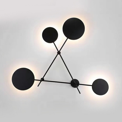 4 Lights Round Sconce Light Fixtures Modern Style Metal Flush Mount Wall Sconce in Black