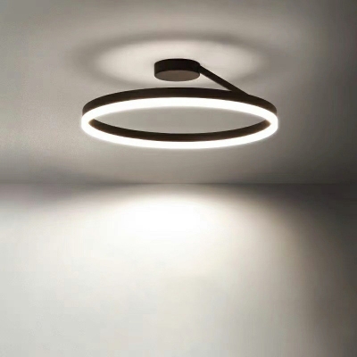 Contemporary Ceiling Light Circle 1 Light Black Ceiling Fixture for Bedroom