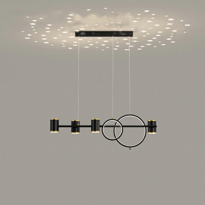 Grey Cylinder Island Lamps Modern Style Metal 6 Lights Island Lights