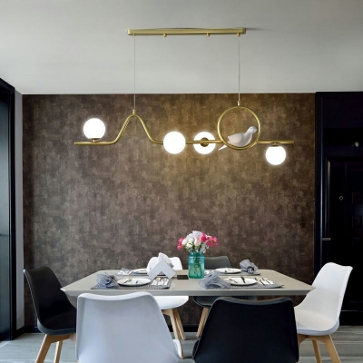 Modern Chandeliers for Dining Room LED with Glass Shade Island Light