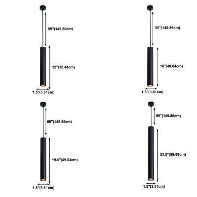 Modern Style Cylinder Pendant Light Metal 1-Light Hanging Ceiling Lights in Black