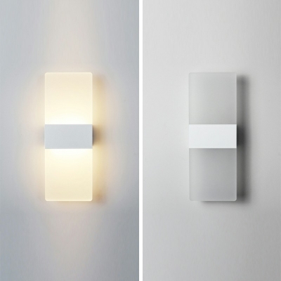Rectangle Shade Sconce Light with Acrylic Shade Contemporary Wall Sconce for Bedroom