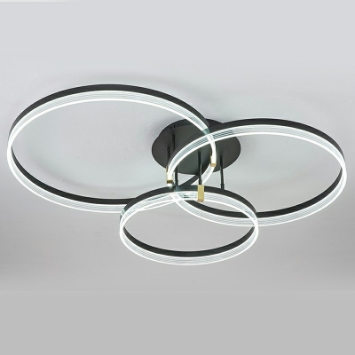 Round Ring Ceiling Light Stylish Modern Metal LED Semi Flush Mount Lamp for Bedroom
