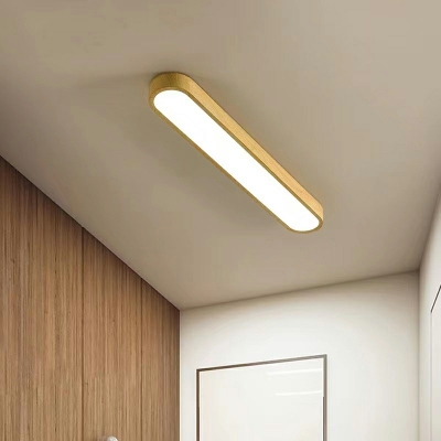 1 Light Contemporary Ceiling Light Wooden Oval Acrylic Ceiling Fixture