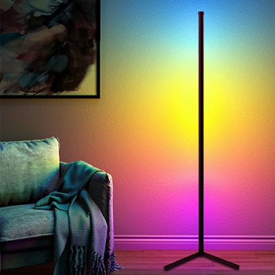 1-Light Stand Up Lamp Contemporary Style Linear Shape Metal Floor Standing Lamps