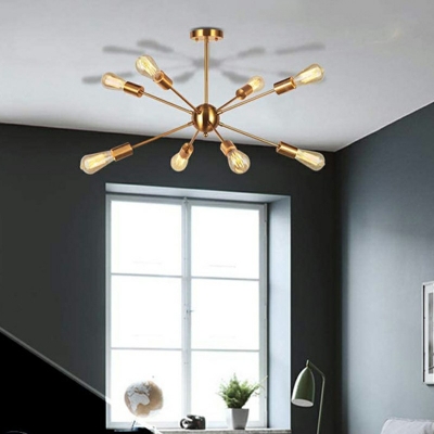 Chandelier Light Fixture Industrial Style Exposed Bulb Shape Metal Pendant Lighting Fixtures for Living Room Restaurant Bar