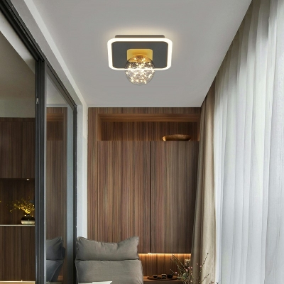 Contemporary Glass Flush Mount Ceiling Light for Living Room