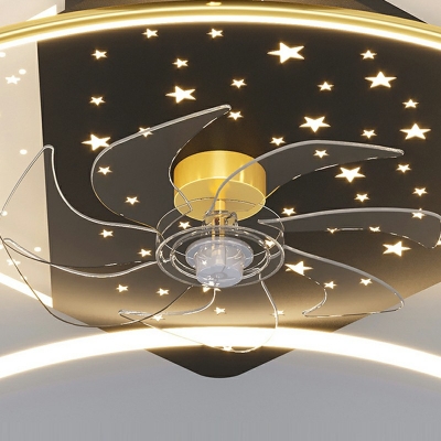 Geometry Flushmount Fan Lighting Black and Gold Flush Mount Lamp for Living Room