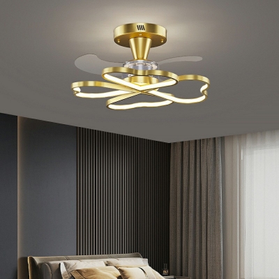 Gold Modern Flush Ceiling Fan Light Led Flushmount Ceiling Lamp for Bedroom
