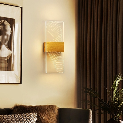 Gold Rectangular Sconce Light Fixture Modern Style Metal 1 Light Wall Sconce Lights