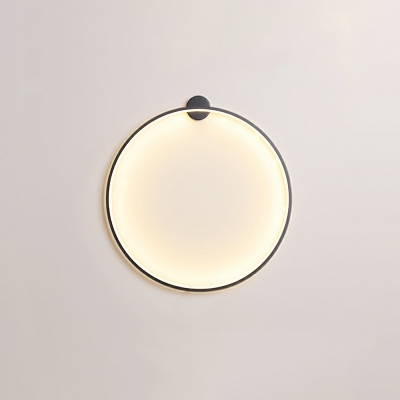 Metal Wall Sconce Lighting LED Ring Shape Wall Mounted Light Fixture in Black