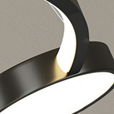 Ring Chandelier Light Modern Style Metal 2-Lights Chandelier Light Fixtures in Black