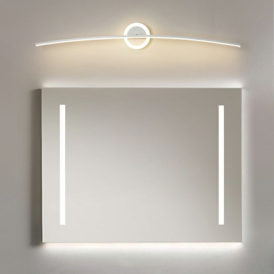 2 Lights Elongated Vanity Lighting Ideas Modern Style Metal Vanity Light Fixtures in White