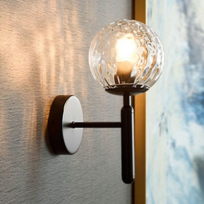 1-Light Sconce Light Contemporary Style Ball Shape Metal Wall Mounted Lights